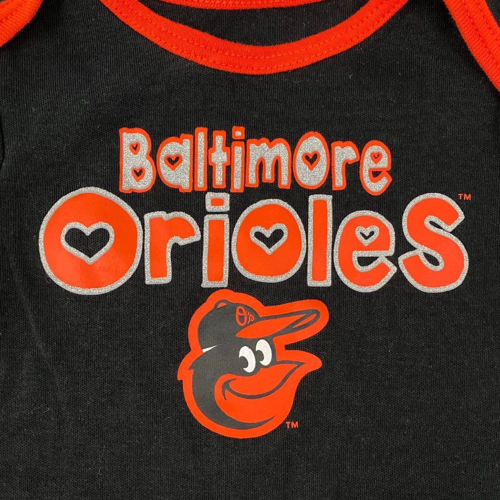 Baltimore Orioles White Orange Black Infant Baby Girl Bodysuits 0-3M 3-6M 18M - Picture 6 of 15